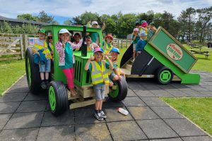 Fun Farm Tractor with children from Bodriggy School Hayle