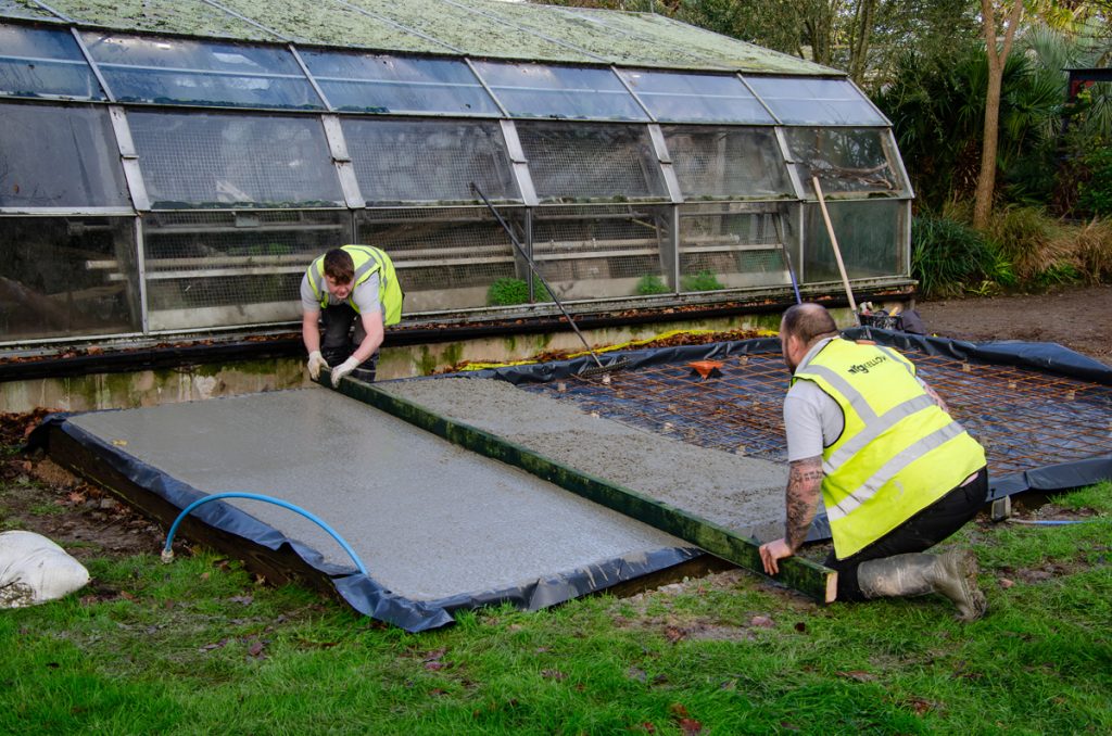 Levelling concrete for Flamingo Garden Room
