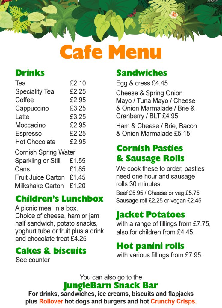 Winter food menu for January up to 13th February